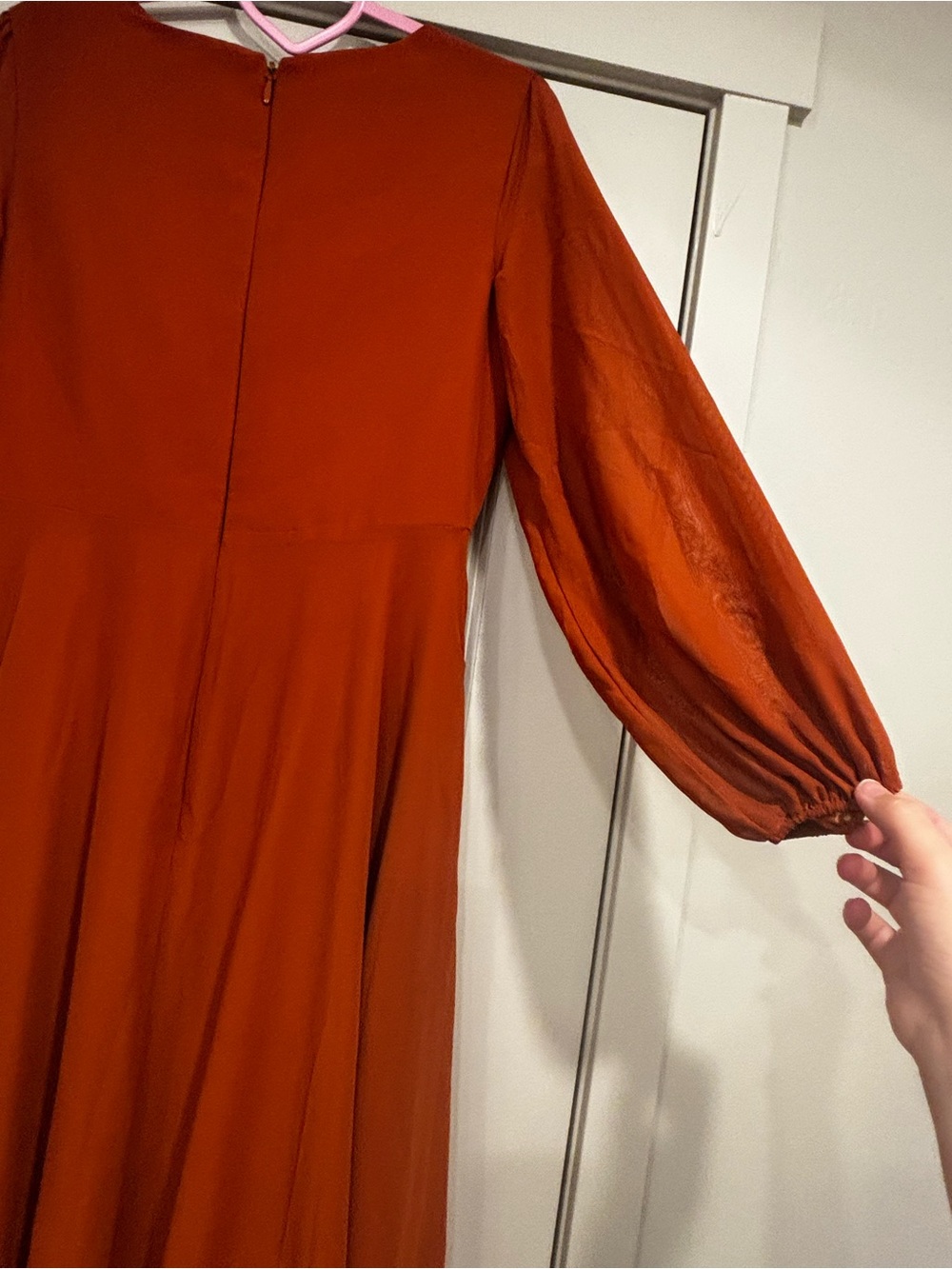 Lavetir V-Neck Long Sleeves Chiffon Ruffles Bridesmaid Dresses W/ Pockets - Picture 6 of 6